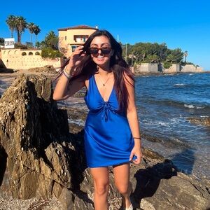 Princess Polly Blue Satin Dress